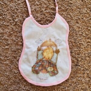 Vintage‎ 1983 Hallmark Baby Bib Sleep Tight Pink Trim Cute Collectible